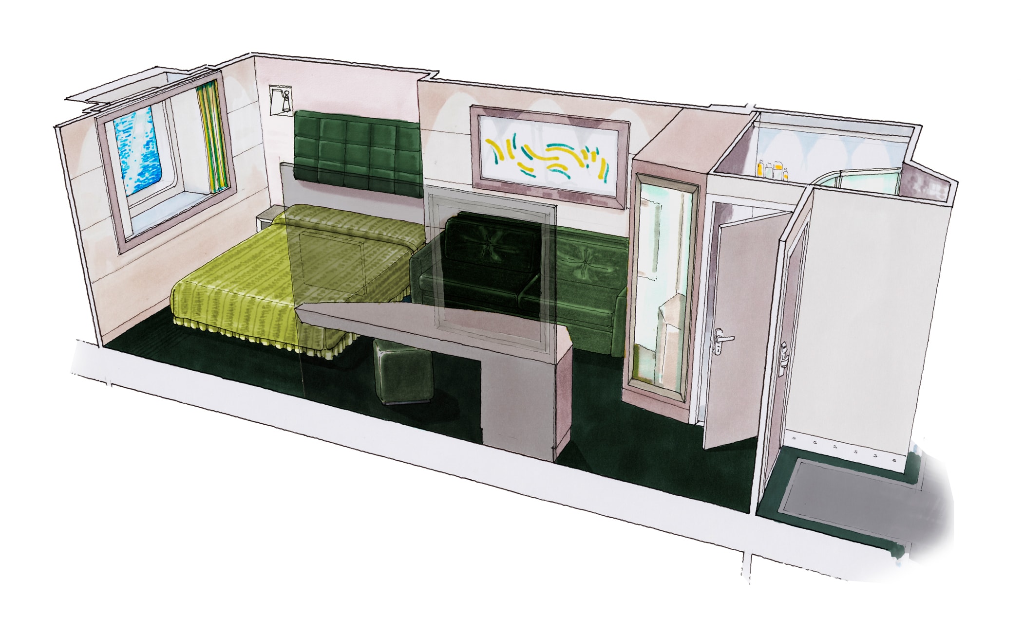 MSC Meraviglia Cabin: Ocean View 16 3d