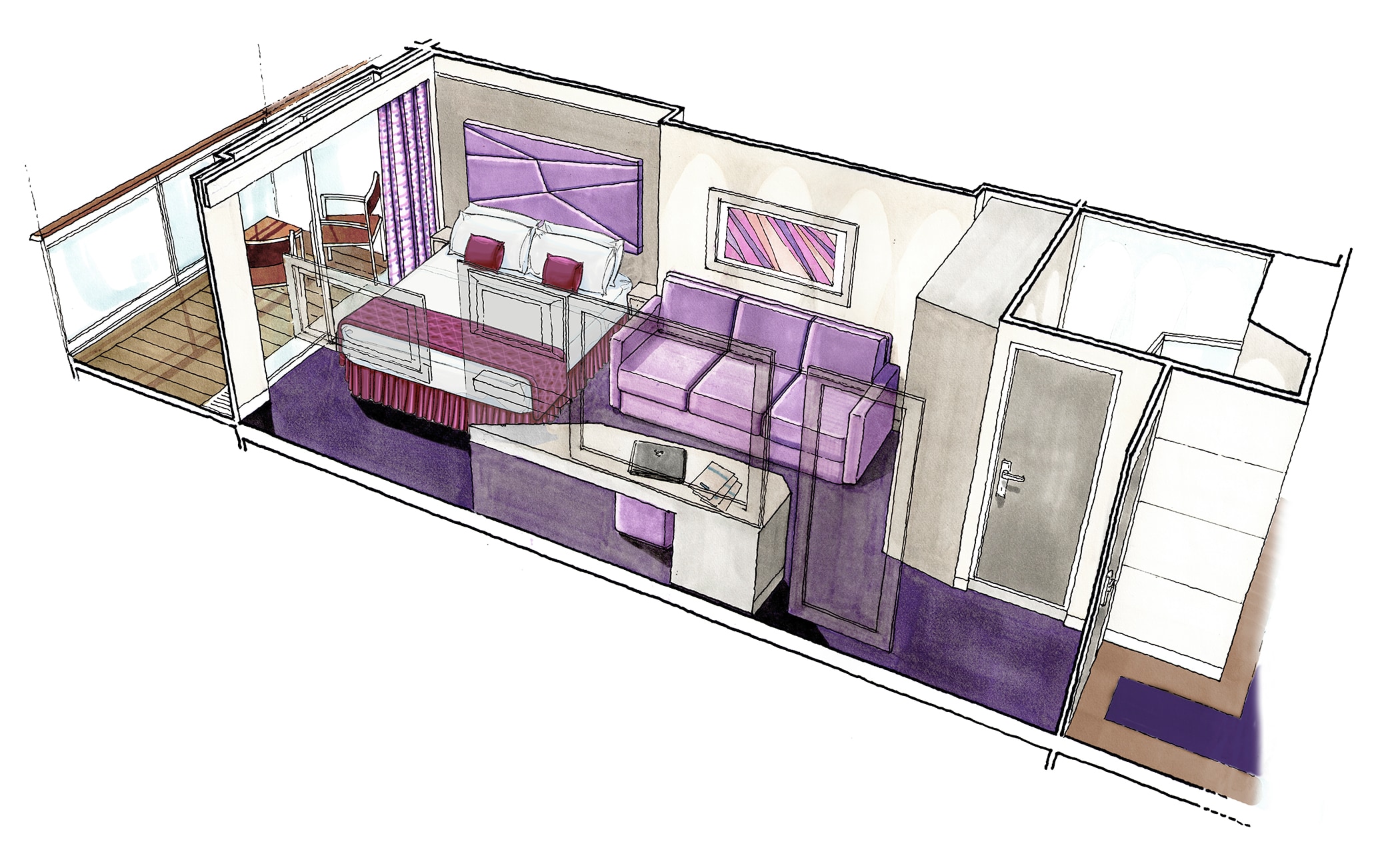 MSC Seaside Cabin: Balcony 08 3d